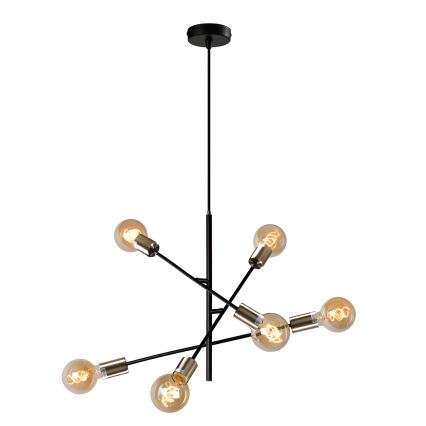 ONLI - Pakabinamas sietynas CROSS 6xE27/22W/230V juoda/žalvaris