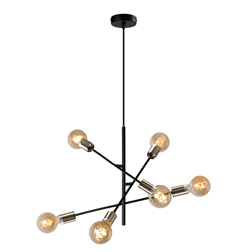 ONLI - Pakabinamas sietynas CROSS 6xE27/22W/230V juoda/žalvaris