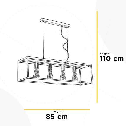 ONLI - Pakabinamas sietynas FLOKI 4xE27/15W/230V juoda/varis