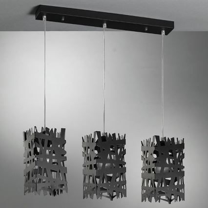 ONLI - Pakabinamas sietynas FORESTA 3xE27/15W/230V juoda
