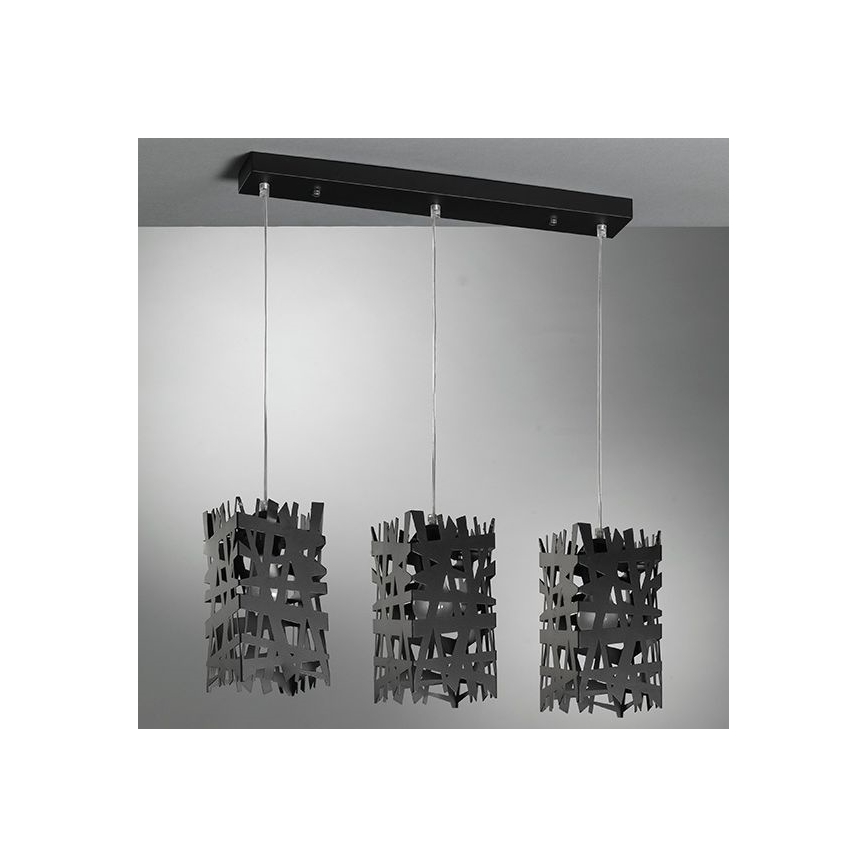ONLI - Pakabinamas sietynas FORESTA 3xE27/15W/230V juoda