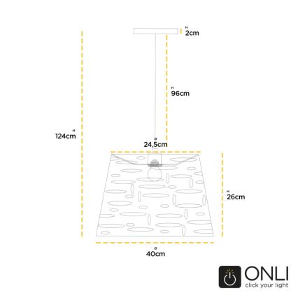 ONLI - Pakabinamas sietynas RICKY 1xE27/15W/230V diametras 40 cm balta
