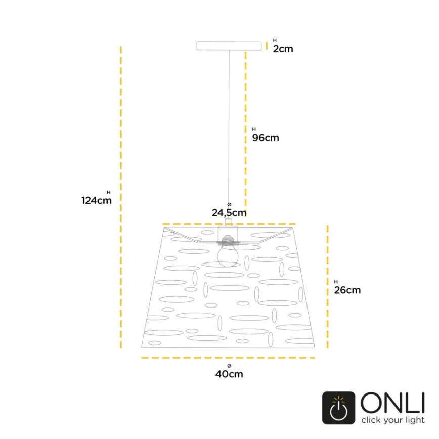 ONLI - Pakabinamas sietynas RICKY 1xE27/15W/230V diametras 40 cm balta