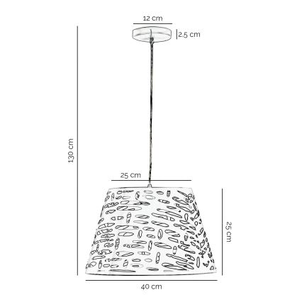 ONLI - Pakabinamas sietynas RICKY 1xE27/15W/230V diametras 40 cm balta