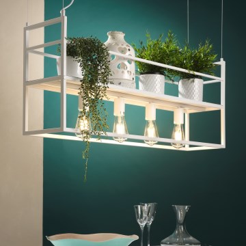 ONLI - Pakabinamas sietynas su lentyna JEFFER 4xE27/22W/230V balta