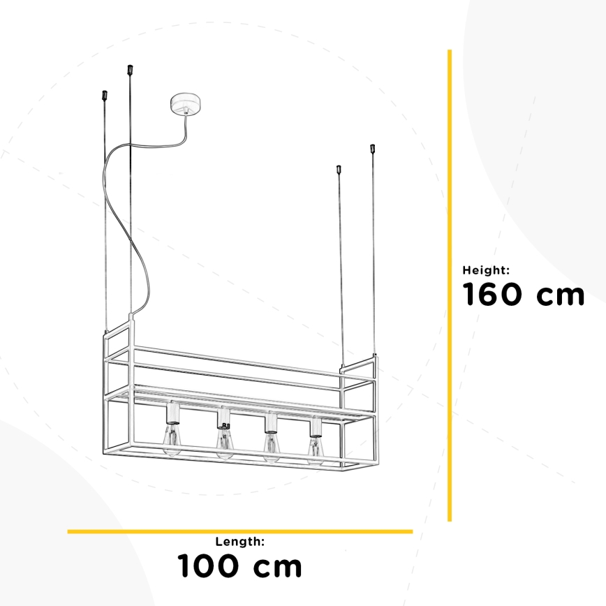 ONLI - Pakabinamas sietynas su lentyna JEFFER 4xE27/22W/230V balta