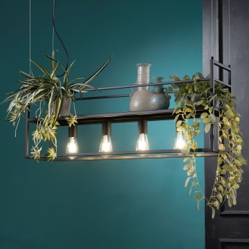 ONLI - Pakabinamas sietynas su lentyna JEFFER 4xE27/22W/230V juoda