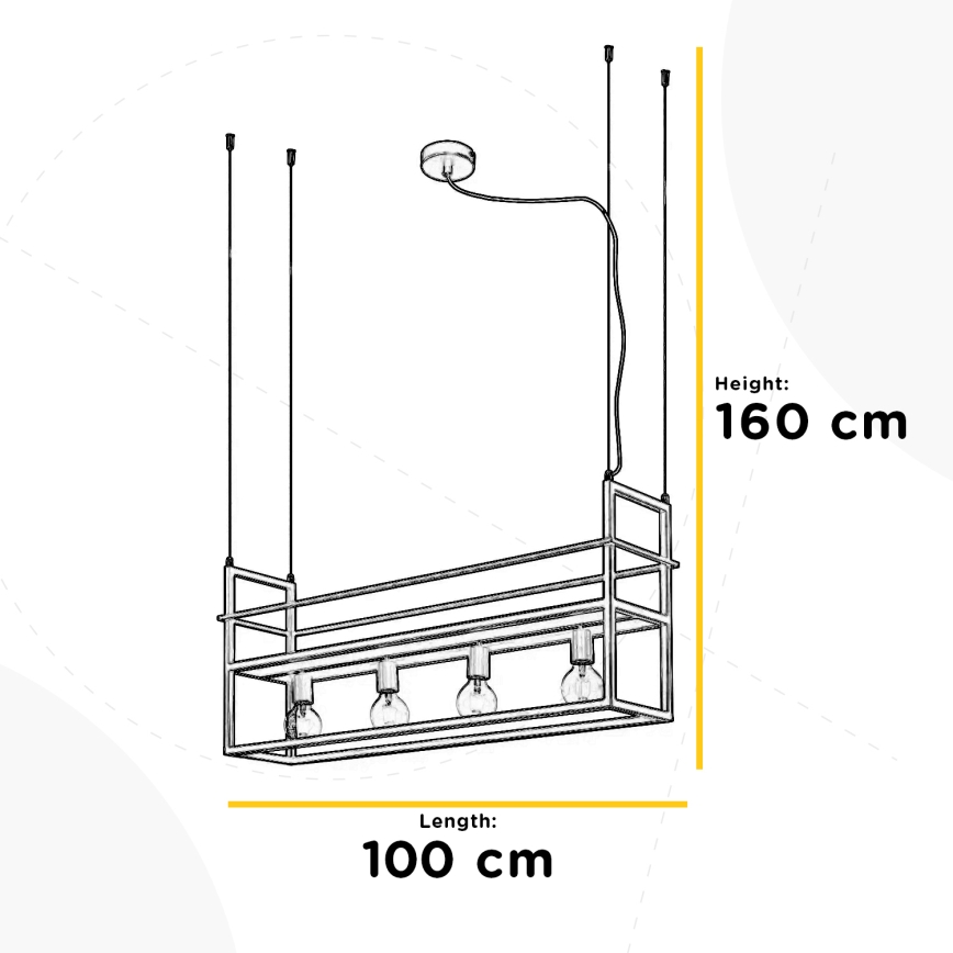 ONLI - Pakabinamas sietynas su lentyna JEFFER 4xE27/22W/230V juoda