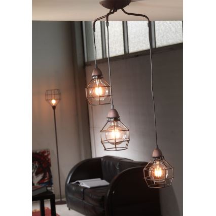 ONLI - Pakabinamas sietynas VORAS 3xE27/15W/230V juoda/ruda