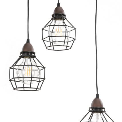 ONLI - Pakabinamas sietynas VORAS 3xE27/15W/230V juoda/ruda