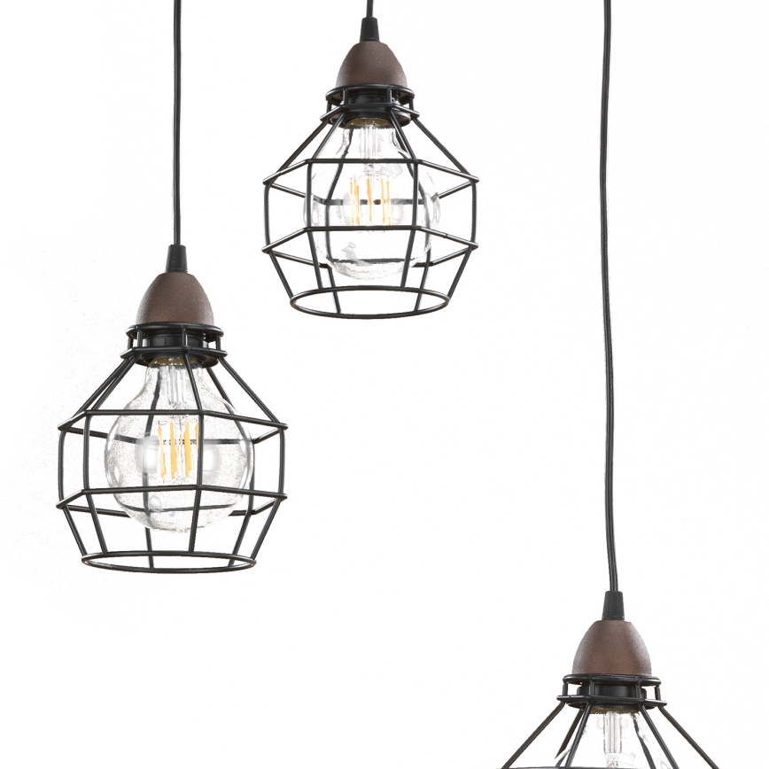 ONLI - Pakabinamas sietynas VORAS 3xE27/15W/230V juoda/ruda