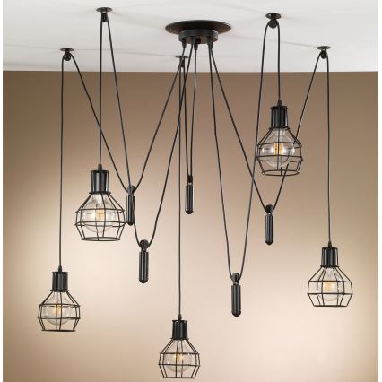 ONLI - Pakabinamas sietynas VORAS 5xE27/15W/230V voras juoda