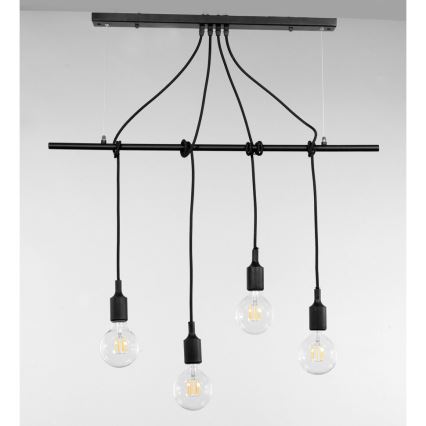 ONLI - Pakabinamas sietynas WIRE 4xE27/15W/230V juoda