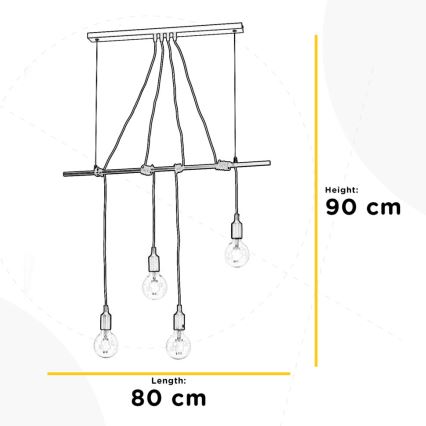 ONLI - Pakabinamas sietynas WIRE 4xE27/15W/230V juoda
