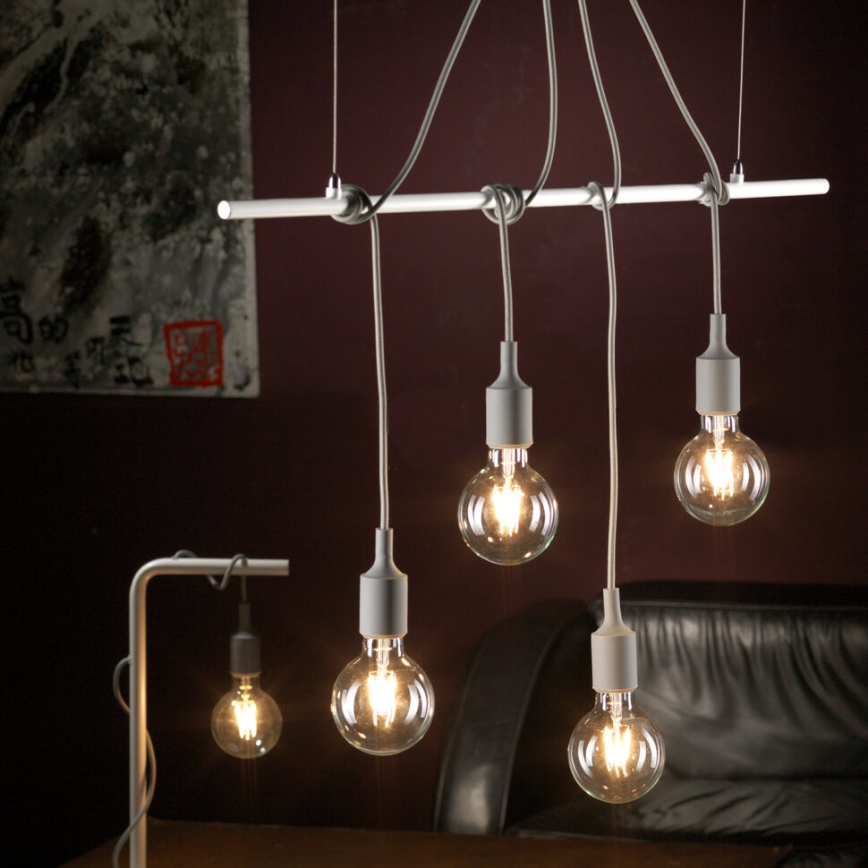 ONLI - Pakabinamas sietynas WIRE 4xE27/15W/230V pilka/balta