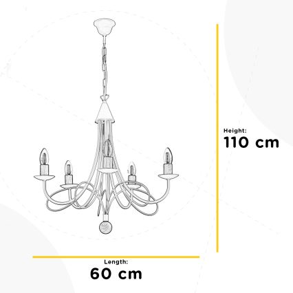 ONLI - Pakabinamas šviestuvas ant grandinės MILVIA 5xE14/6W/230V bronzinis