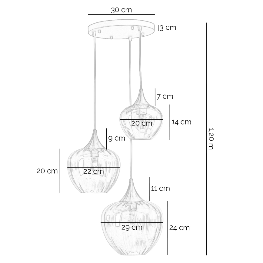 ONLI - Pakabinamas šviestuvas ant laido ELIDE 3xE27/15W/230V juodas/varinis
