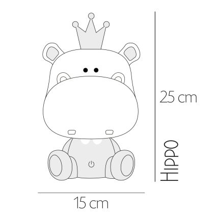 ONLI - LED reguliuojamo ryškumo vaikiška naktinė lempa PUPPIES LED/3W/230V 25 cm begemotas/žalia