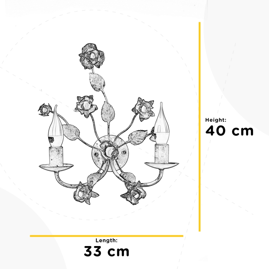 ONLI - Sieninis šviestuvas CAROLINA 2xE14/6W/230V bronzinis