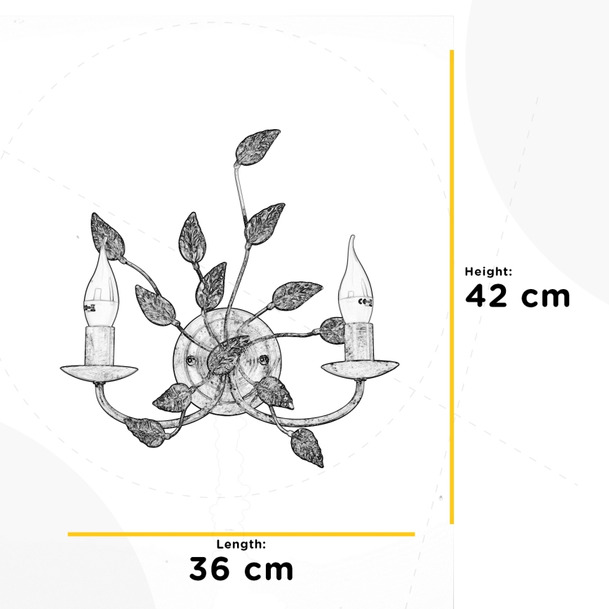 ONLI - Sieninis šviestuvas COLLANA 1xE14/6W/230V balta/auksas