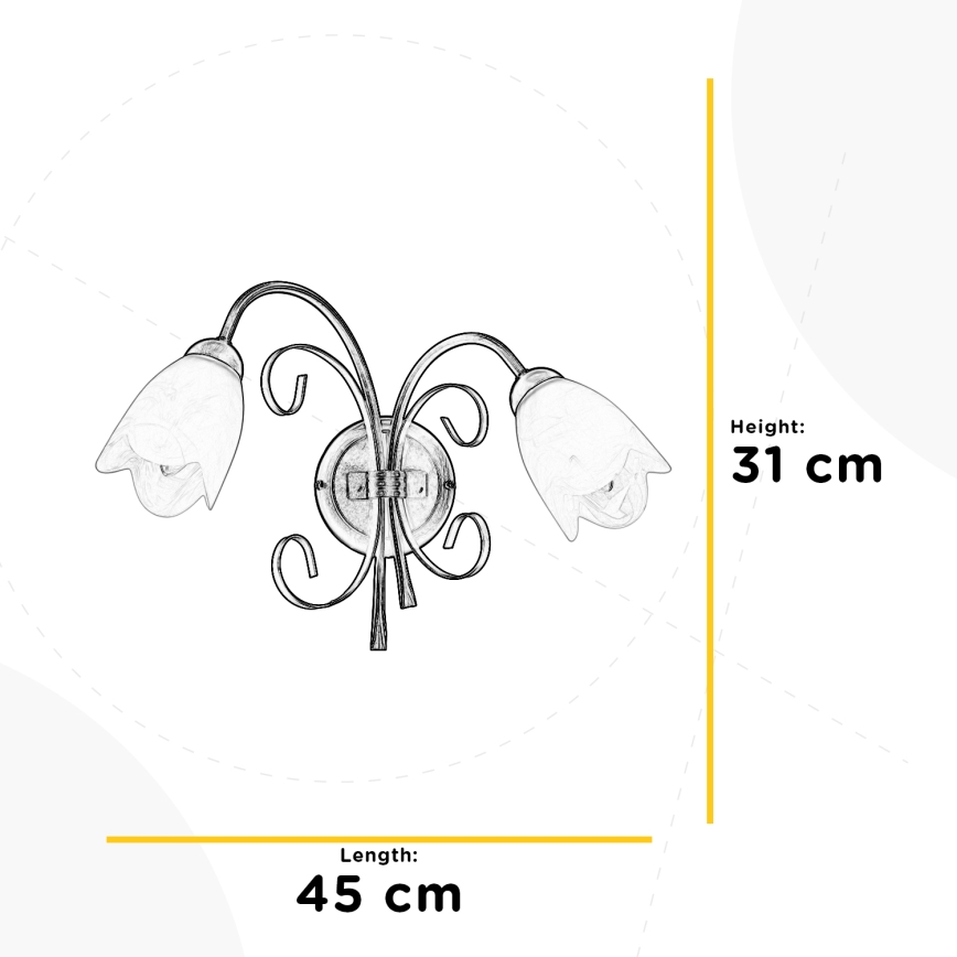 ONLI - Sieninis šviestuvas ODINO 2xE14/6W/230V