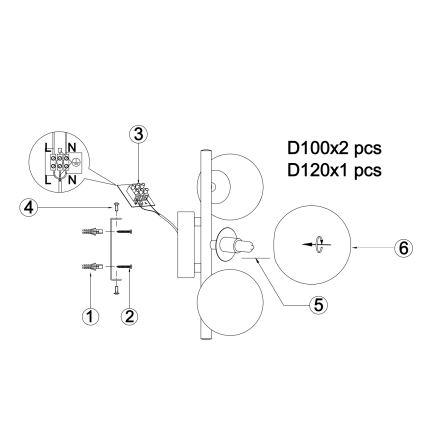ONLI - Sieninis šviestuvas PALOMA 3xG9/10W/230V auksas