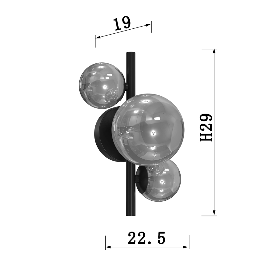 ONLI - Sieninis šviestuvas PALOMA 3xG9/10W/230V juoda/dūminis