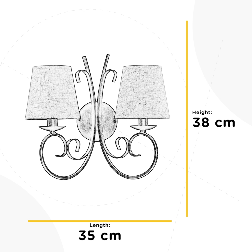 ONLI - Sieninis šviestuvas POMPEI 2xE14/6W/230V bronza