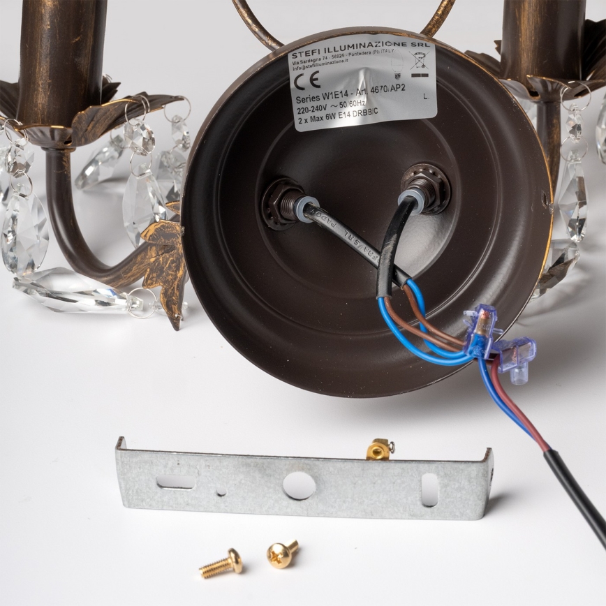 ONLI - Sieninis šviestuvas TERESA 2xE14/6W/230V bronzos