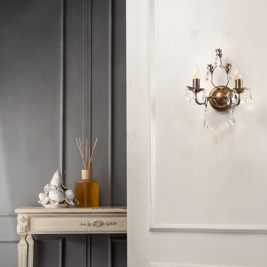 ONLI - Sieninis šviestuvas TERESA 2xE14/6W/230V bronzos