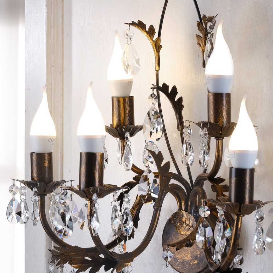 ONLI - Sieninis šviestuvas TERESA 5xE14/6W/230V bronzos