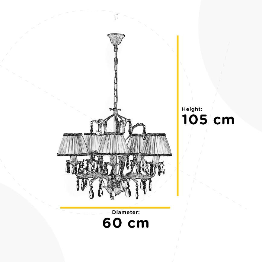 ONLI - Sietynas ant grandinės KAREN 5xE14/6W/230V baltas
