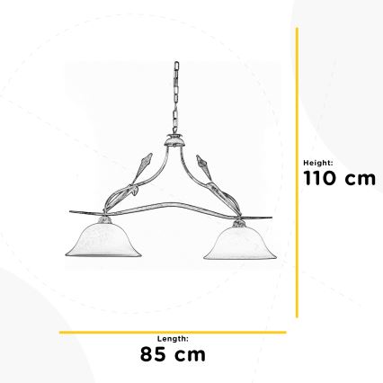 ONLI - Sietynas ant grandinės LUCREZIA 2xE27/22W/230V kreminis