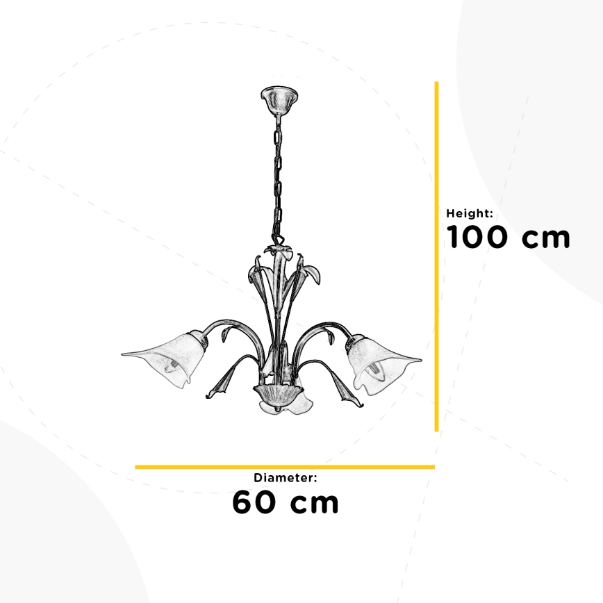 ONLI - Sietynas ant grandinės LUCREZIA 3xE14/6W/230V bronzos