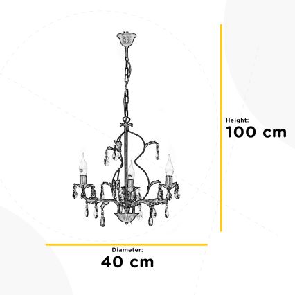 ONLI - Sietynas ant grandinės TERESA 3xE14/6W/230V bronzos