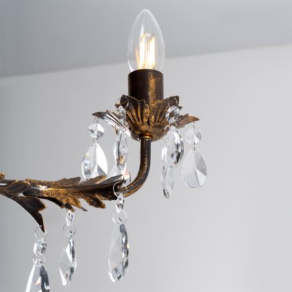 ONLI - Sietynas ant grandinės TERESA 3xE14/6W/230V bronzos