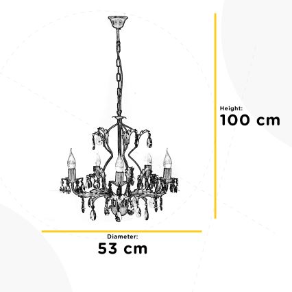 ONLI - Sietynas ant grandinės TERESA 5xE14/6W/230V bronzos