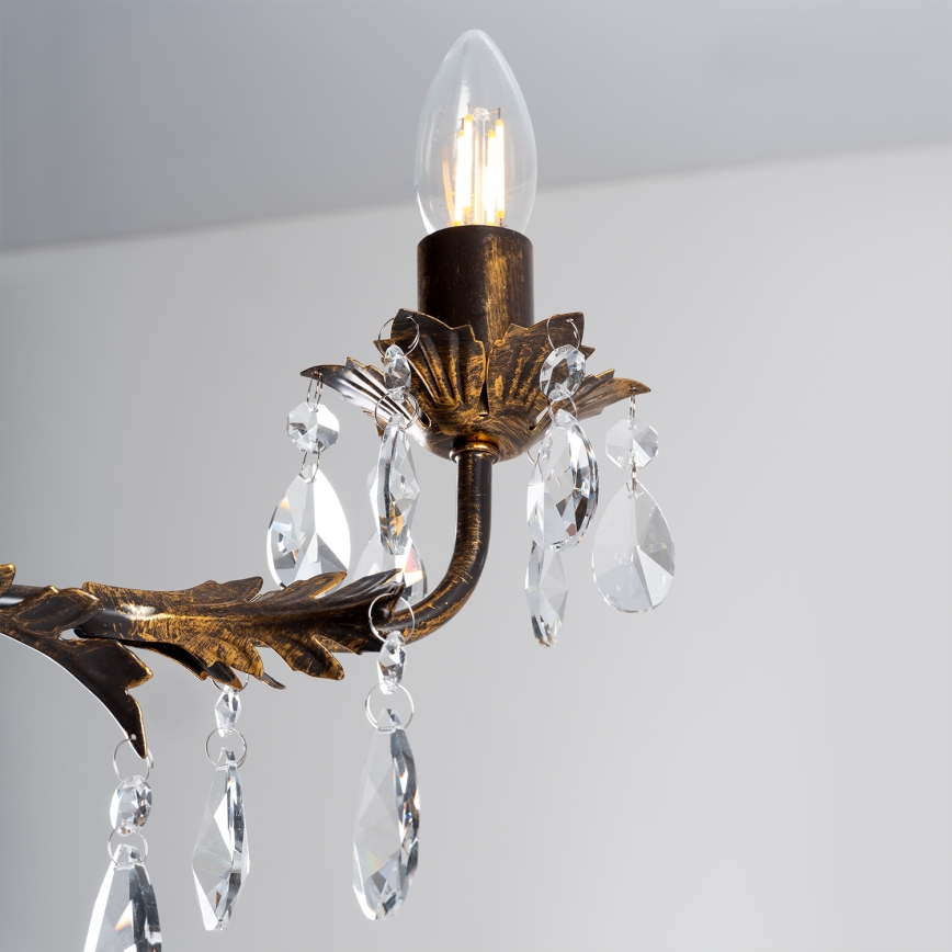 ONLI - Sietynas ant grandinės TERESA 5xE14/6W/230V bronzos