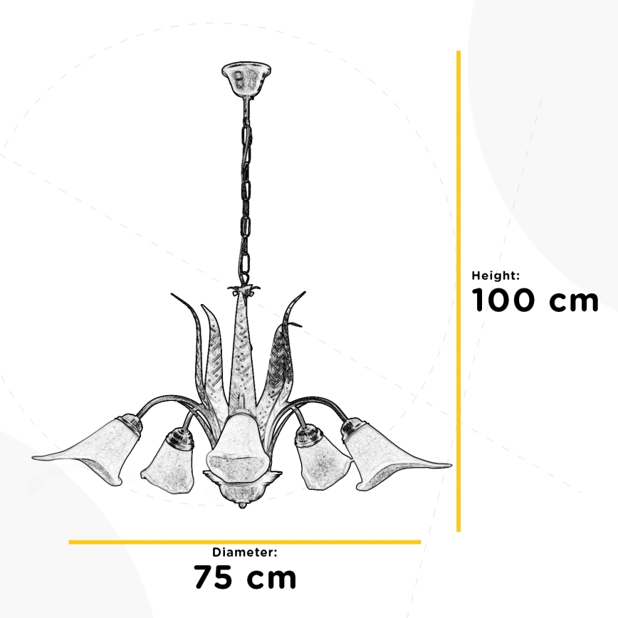 ONLI - Sietynas, kabinamas ant grandinės ALGA 5xE14/6W/230V bronza