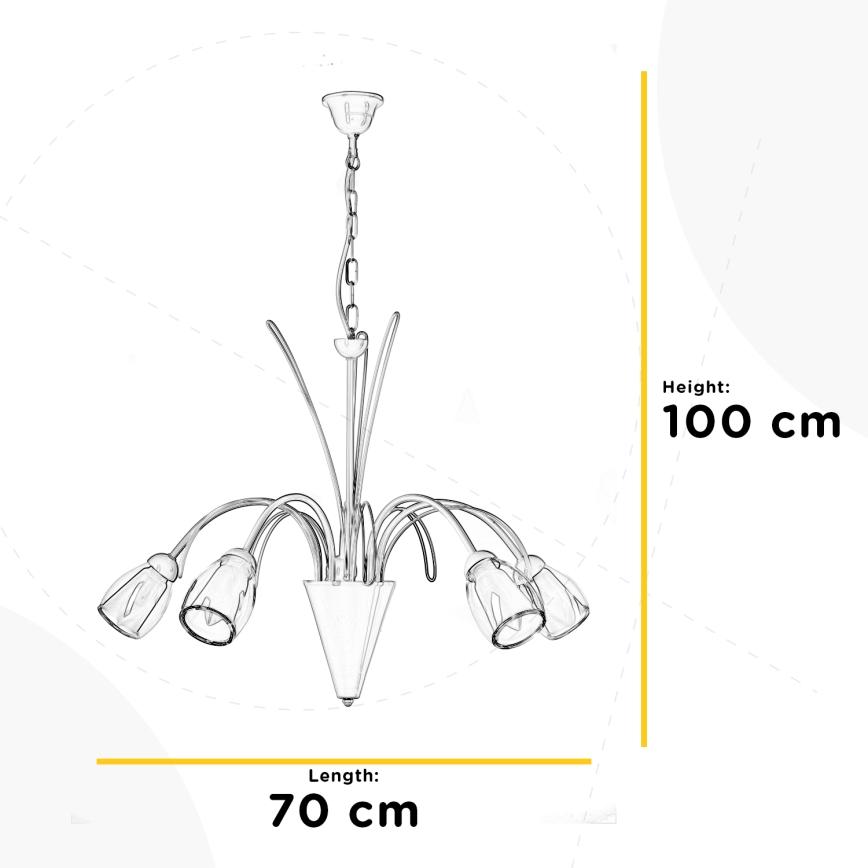 ONLI - Sietynas, kabinamas ant grandinės ANTEA 5xE14/6W/230V