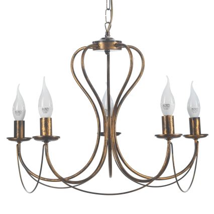 ONLI - Sietynas, kabinamas ant grandinės CANDELA 5xE14/6W/230V bronza