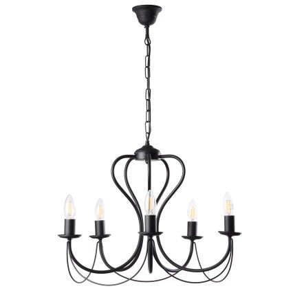 ONLI - Sietynas, kabinamas ant grandinės CANDELA 5xE14/6W/230V juoda