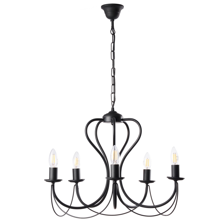 ONLI - Sietynas, kabinamas ant grandinės CANDELA 5xE14/6W/230V juoda