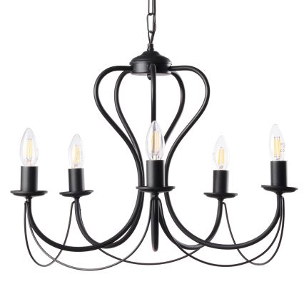 ONLI - Sietynas, kabinamas ant grandinės CANDELA 5xE14/6W/230V juoda