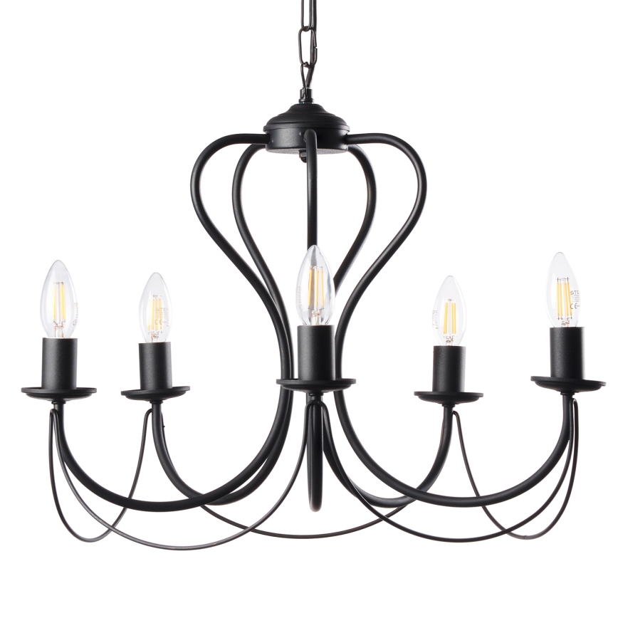 ONLI - Sietynas, kabinamas ant grandinės CANDELA 5xE14/6W/230V juoda