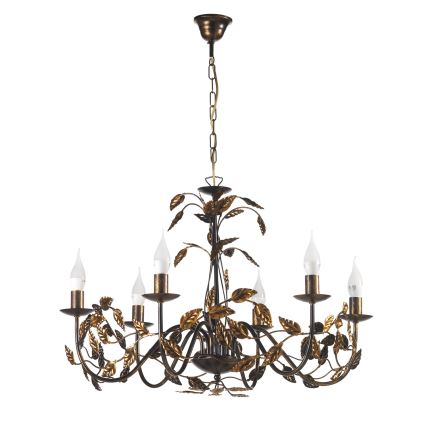 ONLI - Sietynas, kabinamas ant grandinės COLLANA 6xE14/6W/230V bronza/auksas