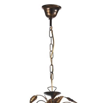 ONLI - Sietynas, kabinamas ant grandinės COLLANA 6xE14/6W/230V bronza/auksas