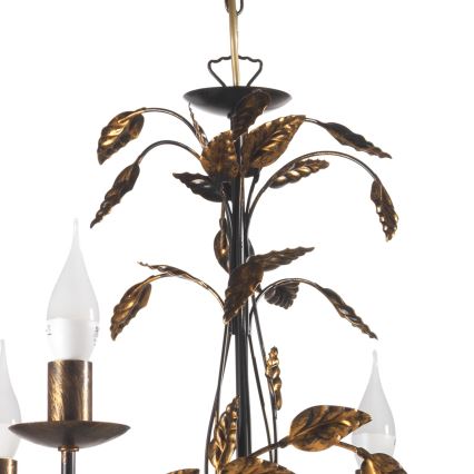 ONLI - Sietynas, kabinamas ant grandinės COLLANA 6xE14/6W/230V bronza/auksas