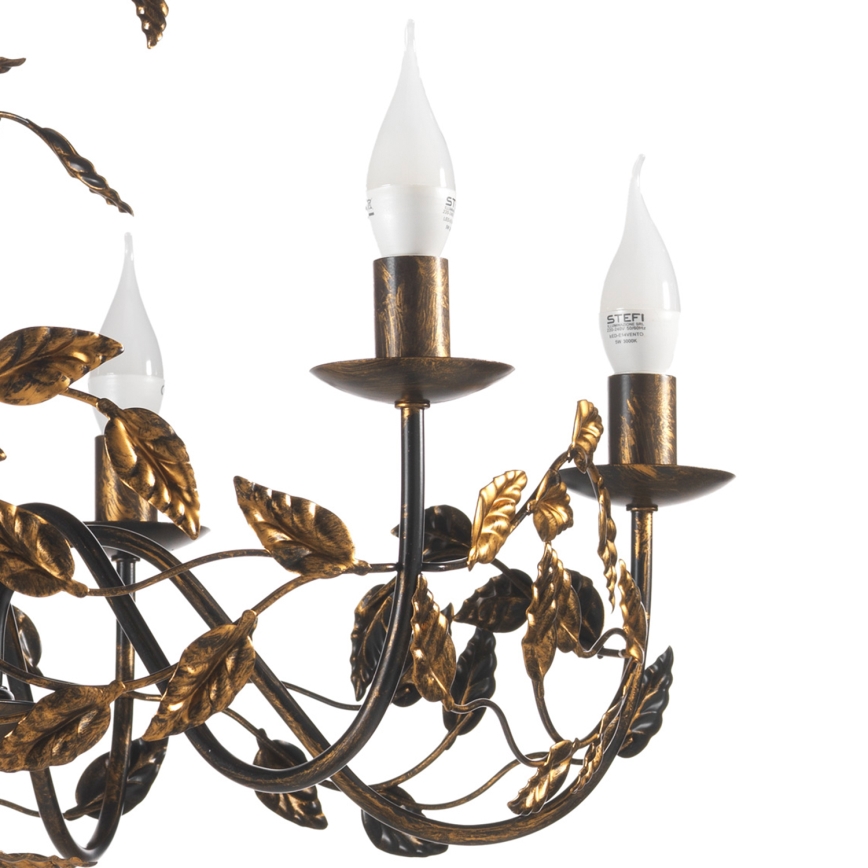 ONLI - Sietynas, kabinamas ant grandinės COLLANA 6xE14/6W/230V bronza/auksas