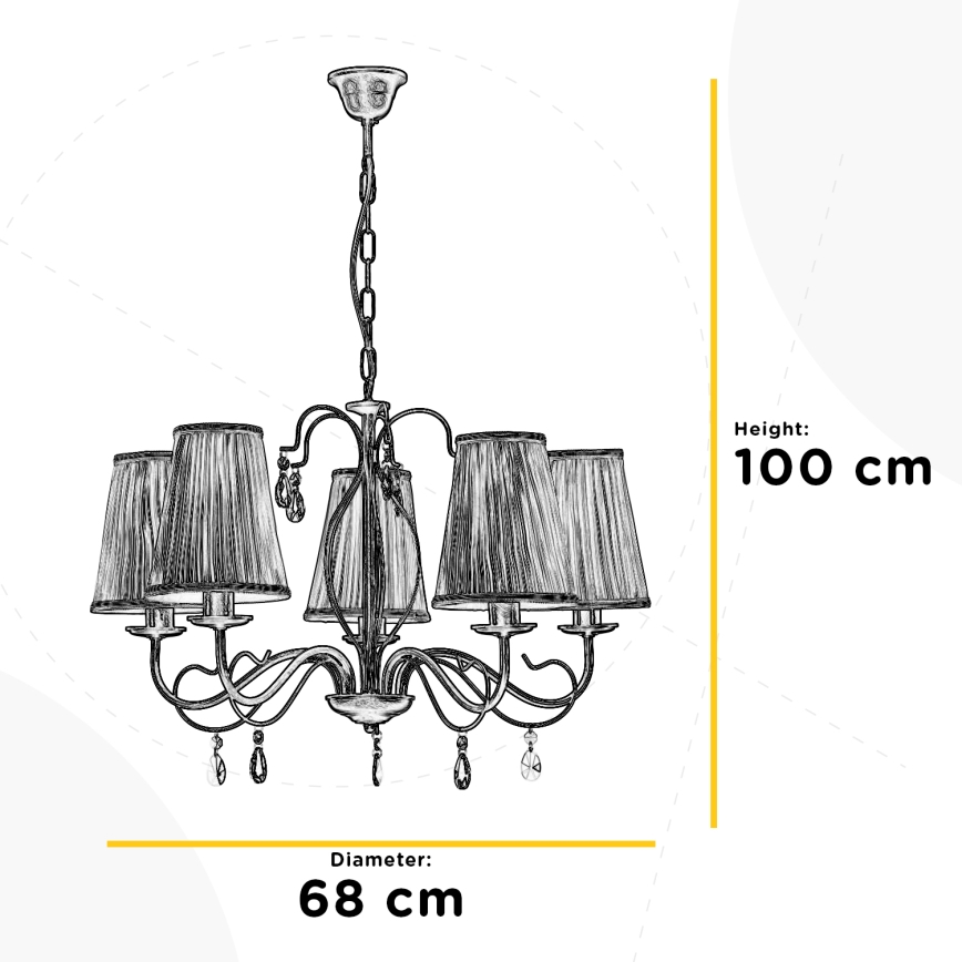 ONLI - Sietynas, kabinamas ant grandinės DELIA 5xE14/6W/230V